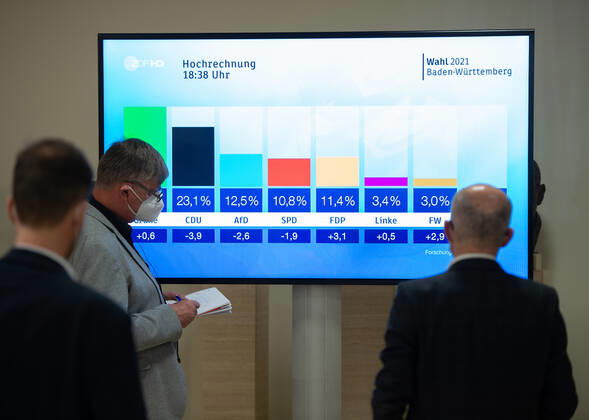 State elections 2021 Baden Württemberg election event in the state parliament of Baden Württemberg in the state capital Stuttgart Stuttgart state parliament of Baden Württemberg Baden Württemberg Germany Copyright: xLeifxPiechowskix