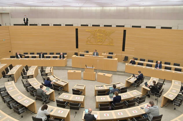 State elections 2021 Baden Württemberg election event in the state parliament of Baden Württemberg in the state capital Stuttgart start of the LPK Stuttgart state parliament of Baden Württemberg Baden Württemberg Germany Copyright: xLeifxPiechowskix
