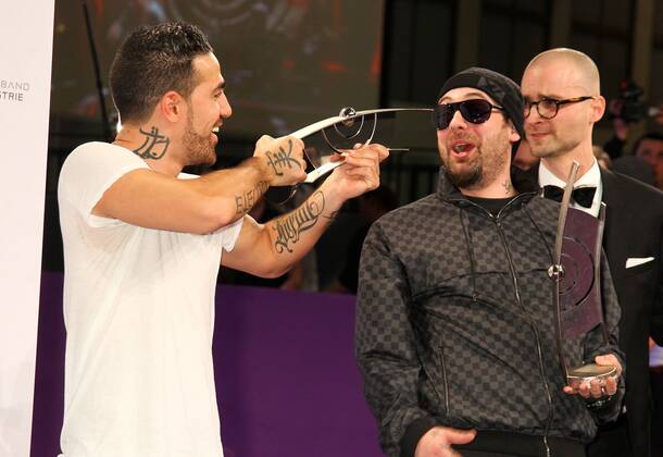 Award winners Bushido and Sido at the Echo 2012 the German Music Award Award winners before the ceremony in the Messe Berlin Copyright: xEventpressxHerrmannx