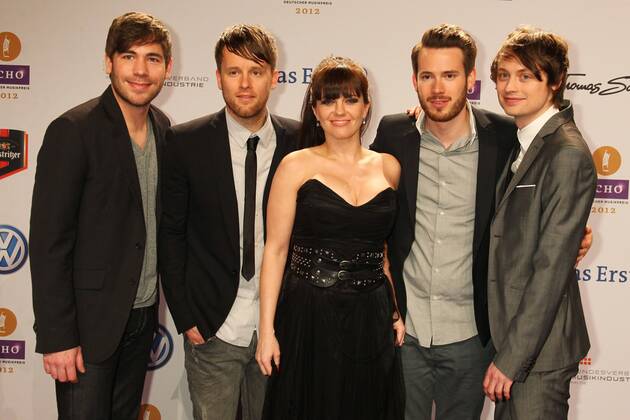 Revolverheld with Marta Jandova at the Echo 2012 the German Music Award on the Red Carpet before the ceremony at the Messe Berlin Copyright: xEventpressxHerrmannx