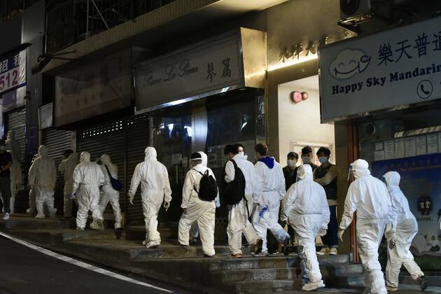 March 15, 2021, Hongkong, Hongkong, China: Another 4 buildings are blocked and all citizens have to take the COVID-19 nucleic acid testing in Hongkong,China on 15th March, 2021. Hongkong China - ZUMAt151 20210315_zia_t151_011 Copyright: xTpgx