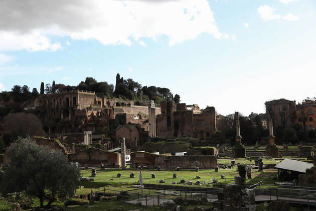 (210316) -- ROME, March 16, 2021 -- The Roman Forum is closed in Rome, Italy, March 15, 2021. Italy entered into a new period of semi-lockdown on Monday, with over half of its 20 regions falling into the red zone and subject to the maximum level of restrictions. ) ITALY-ROME-COVID-19-SEMI-LOCKDOWN ChengxTingting 