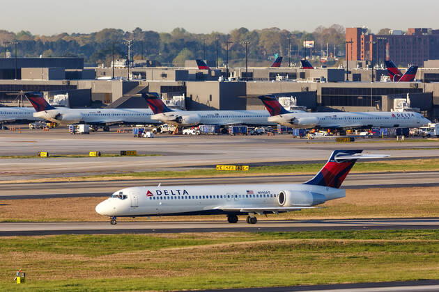 Atlanta, United States, April 3, 2019 A Delta Air Lines Boeing 717 200 aircraft with registration number N990AT at Atlanta ATL airport in the United States. 1084205216