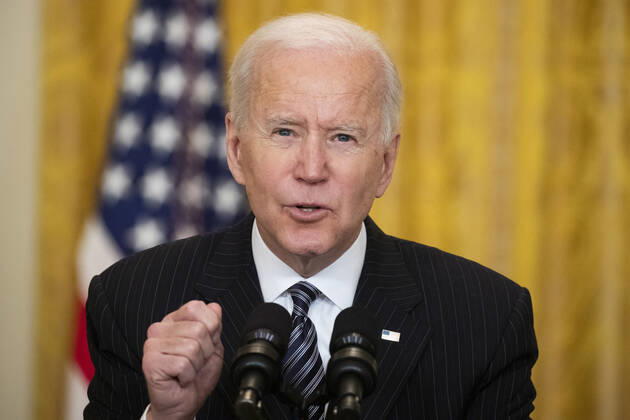 Coronavirus in den USA, Joe Biden verkündet fast 100 Millionen Impfungen seit Amtsantritt US President Joe Biden delivers remarks on the state of COVID-19 vaccinations, in the East Room of the White House in Washington, DC, on March 18, 2021. The United States has surpassed 100 million COVID-19 vaccine doses administered.  WAX20210318770 MichaelxReynolds