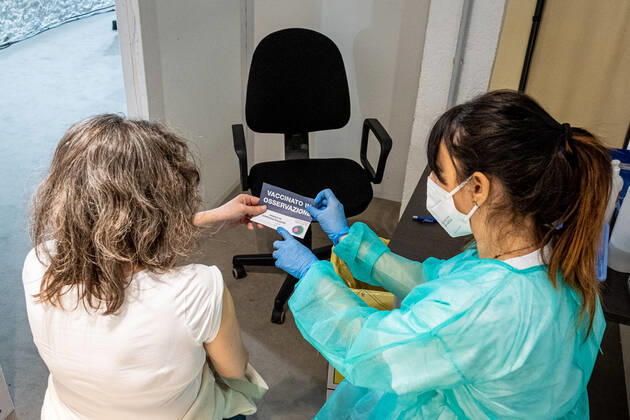 Milan - Astrazeneca vaccine against covid-19. Vaccines to teachers and school staff at the Museum of Science and Technology Editorial Usage Only Copyright: xMarcoxPassarox xIPAx