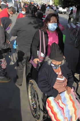 Begins Apply Of Dose Of Sputnik V In Mexico NEZAHUALCOYOTL CITY, MEXICO - MARCH 19: A elderly arrives at vaccine center to receive a pass and be able to access the vaccination module, where health workers apply the Sputnik V vaccine, during the mass vaccination of the national vaccination program for adults over 60 years old against Covid-19 disease, at Nezahualcoyotl Sports Unit located in municipality of Nezahualcoyotl, State of Mexico. On March 19, 2021 in Nezahualcoyotl City, Mexico. Copyright: xAngelxMoralesxRizox EYEPIXGROUP_AM_19032021_5021
