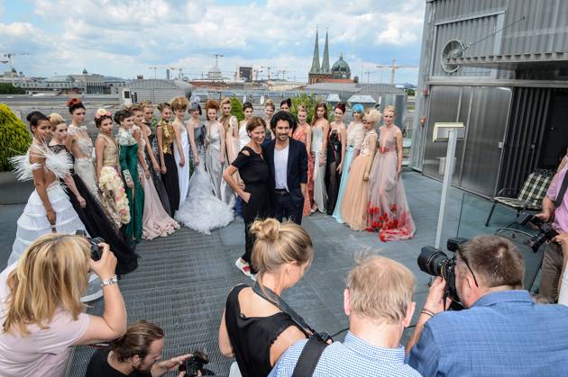 Boris Entrup Eva Lutz Designer and Managing Director of the fashion label Minx 22 models on the roof terrace Preliminary round of the L O B Fashion Award 2016 at the Embassy of the Kingdom of the Netherlands in Berlin A top-class jury will select the 10 best dresses, which will be presented to the guests and the press at the Leipzig Opera Ball on 10 Se Copyright: xEventpressxFuhrx