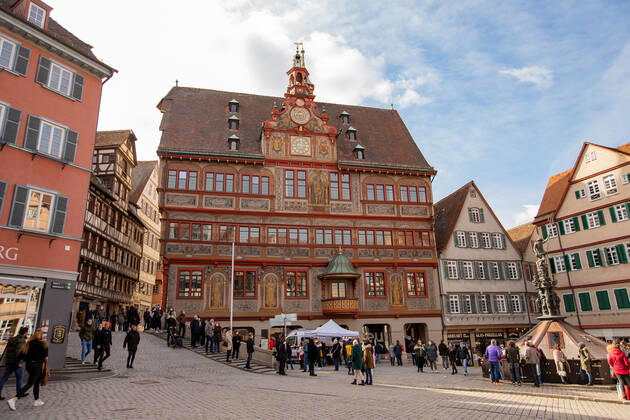 Tuebingen themed pictures Tuebingen in time of Corona pandemic, themed pictures Tuebingen in time of Corona pandemic, queue at Tuebingen town hall, Corona rapid test station, market place, 20 03 2021, Copyright: xEIBNER DROFITSCHx EP_ddh