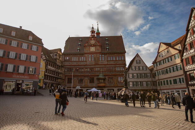 Tuebingen themed pictures Tuebingen in time of Corona pandemic, themed pictures Tuebingen in time of Corona pandemic, queue at Tuebingen town hall, Corona rapid test station, market place, 20 03 2021, Copyright: xEIBNER DROFITSCHx EP_ddh