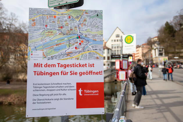 Tuebingen themed pictures Tuebingen in time of the Corona Pandemic, themed pictures Tuebingen in time of the Corona Pandemic, With the day ticket Tuebingen is open for you , 20 03 2021, Copyright: xEIBNER DROFITSCHx EP_ddh