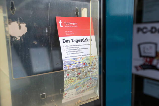 Tuebingen theme pictures Tuebingen in time of corona pandemic, theme pictures Tuebingen in time of corona pandemic, The day ticket, info sheet, 20 03 2021, Copyright: xEIBNER DROFITSCHx EP_ddh