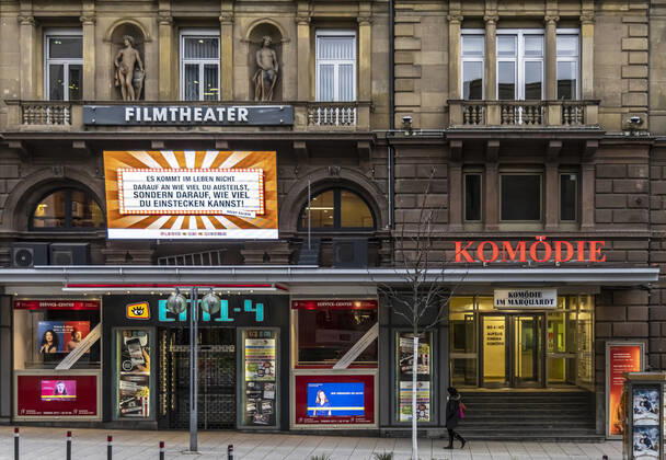 Cultural facilities in times of the Corona pandemic Cinemas, theatres and comedies are closed Innenstadtkino EM in downtown Stuttgart 22 03 2021 DEU, Germany, Baden Württemberg, Stuttgart