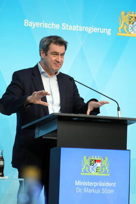 Press Conference of Minister President Markus Söder Dr Markus Söder Soeder, Munich Bavaria Germany Prinz Carl Palais