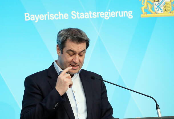 Press Conference of Minister President Markus Söder Dr Markus Söder Soeder, Munich Bavaria Germany Prinz Carl Palais