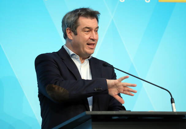 Press Conference of Minister President Markus Söder Dr Markus Söder Soeder, Munich Bavaria Germany Prinz Carl Palais