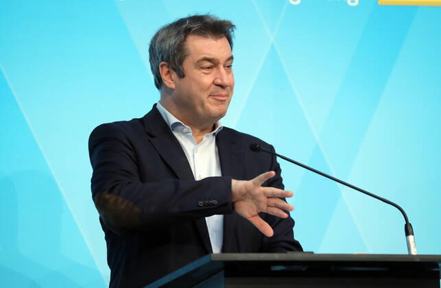 Press Conference of Minister President Markus Söder Dr Markus Söder Soeder, Munich Bavaria Germany Prinz Carl Palais