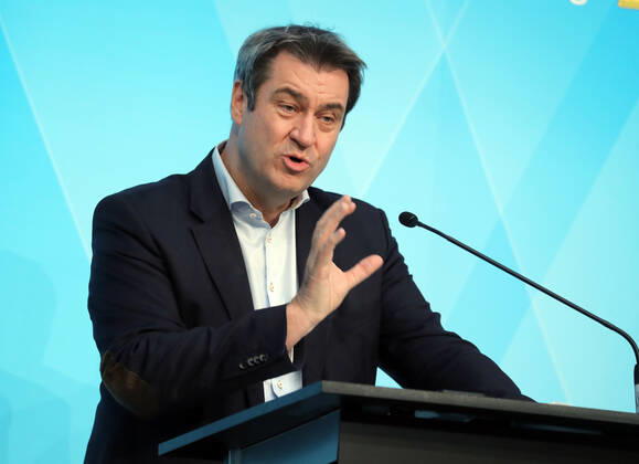 Press Conference of Minister President Markus Söder Dr Markus Söder Soeder, Munich Bavaria Germany Prinz Carl Palais