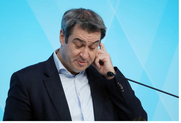 Press Conference of Minister President Markus Söder Dr Markus Söder Soeder, Munich Bavaria Germany Prinz Carl Palais