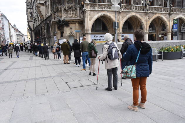 Free Corona test station at the city hall Munich 16 04 21 Marienplatz Munich