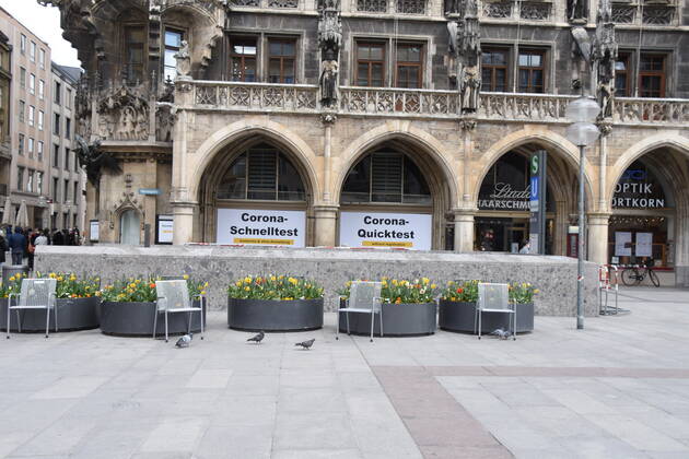 Free Corona test station at the city hall Munich 16 04 21 Marienplatz Munich