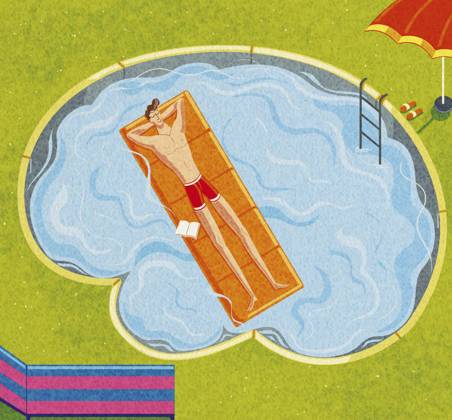 Man relaxes in brain shaped swimming pool  Copyright: xTommasoxD Incalcix 12790045