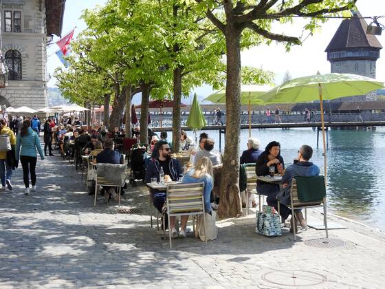 Photo Manuel Geisser 23 04 2021 Corona Pandemic Picture Restaurants with outdoor area can serve guests again City of Lucerne