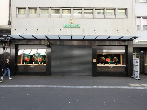Photo Manuel Geisser 23 04 2021 Coronavirus, Lockdown Picture Closed Rolex Watch Shop Lucerne