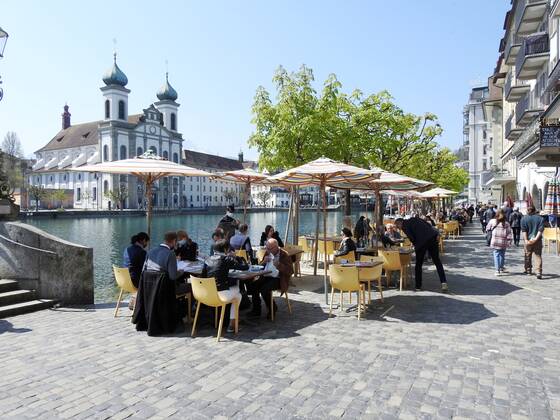 Photo Manuel Geisser 23 04 2021 Corona Pandemic Picture Restaurants with outdoor area can serve guests again City of Lucerne