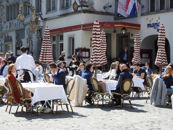Photo Manuel Geisser 23 04 2021 Corona Pandemic Picture Restaurants with outdoor area can serve guests again City of Lucerne