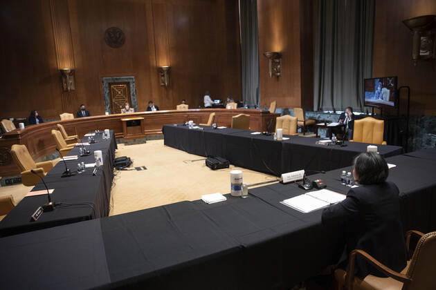 April 28, 2021, Washington, District of Columbia, USA: WASHINGTON, DC - APRIL 28: US Trade Representative Katherine Tai testifies before the Senate Appropriations Subcommittee on Commerce, Justice, Science, and Related Agencies during a hearing on the proposed budget for fiscal year 2022 for the Office of the U.S. Trade Representative on Capitol Hill on April 28, 2021 in Washington, DC Washington USA - ZUMAs152 20210428_zaa_s152_038 Copyright: xSarahxSilbigerx-xPoolxViaxCnpx