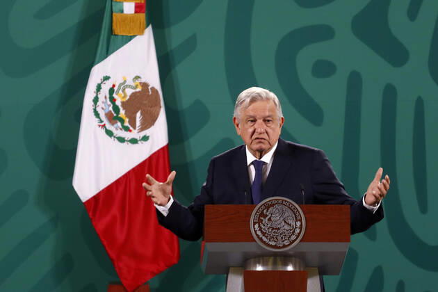Mexiko, Andres Manuel Lopez Obrador Pressekonferenz in Mexiko-Stadt President Lopez Obrador Meet With Media Mexican President Andres Manuel Lopez Obrador meet with the media during his daily morning news conference at National Palace. on May 7, 2021 in Mexico City, Mexico. Mexico City Mexico group-mexicanp210507_np4QW Copyright: xEyepixx