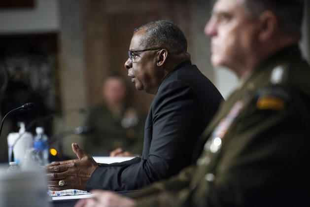 US Secretary of Defense Lloyd Austin III, left, and General Mark Milley, Chairman of the Joint Chiefs of Staff, right, appear before a Senate Committee on Armed Services hearing to examine the Department of Defense budget posture in review of the Defense Authorization Request for fiscal year 2022, in the Dirksen Senate Office Building in Washington, DC, Thursday, June 10, 2021. Copyright: xRodxLamkeyx xCNPx MediaPunchx
