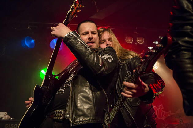 Chrome Division The Norwegian heavy metal band Chrome Division performs a heavy metal festival Blastfest 2016 in Bergen. Here guitarist Shagrath is seen live on stage with bass player Ogee. Norway, 18 02 2016. Bergen Norway  Copyright: xGonzalesxPhoto JarlexH.xMoex