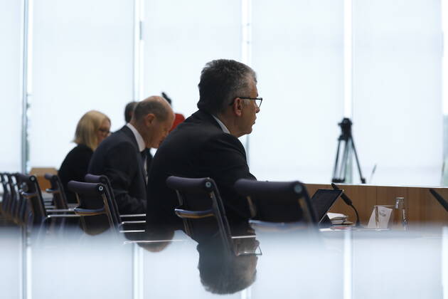 State Secretary Werner Gatzer, BMF, Federal Minister of Finance Olaf Scholz, Germany, Berlin, Federal Press Conference, Topic Government Draft for the Federal Budget 2022 and the Financial Plan until 2025