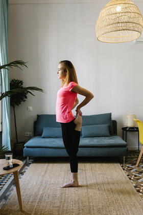 Young woman exercising at home model released Symbolfoto property released XLGF01907