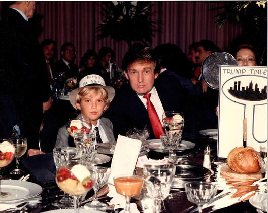 July 1, 2021, New York, New York, USA: FILE PICTURE: DONALD J. TRUMP with his son DONALD JR. at Barry Weisselberg s Bar Mitzvah at the Rockwood Park Jewish Center in Queens in the summer of 1980. Barry is the son of Allen Weisselberg who was indicted and surrendered to authorities on July 1, 2021. New York USA - ZUMAct2_ 20210701_zaf_ct2_002 Copyright: xBrucexCotlerx