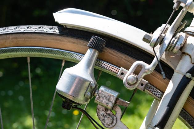 Dynamo and rim brake on a bicycle in Aachen on June 25, 2021 GERMANY - AACHEN - BICYCLE