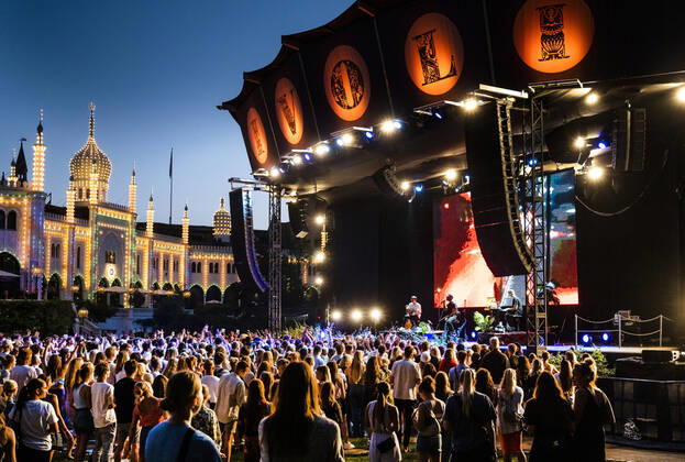 Audience to Danish Hans Philip who plays up to Havefest paa Plaenen in Tivoli on Friday 16 July 2021 Havefest replaces Fredagsrock, which has been canceled due to the Covid 19 Corona crisis, Copenhagen  Copyright: TorbenxChristensen TorbenxChristensenx COP105 spdk20210717-010814-L