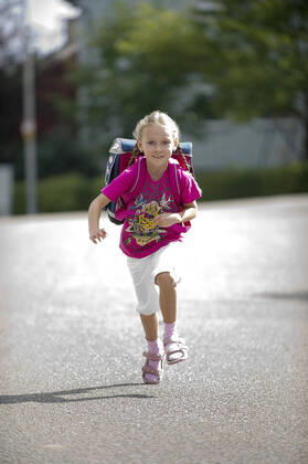 happy schoolgirl at her first day of school , Germany BLWS648211 Copyright: xblickwinkel McPHOTO B.xLeitnerx