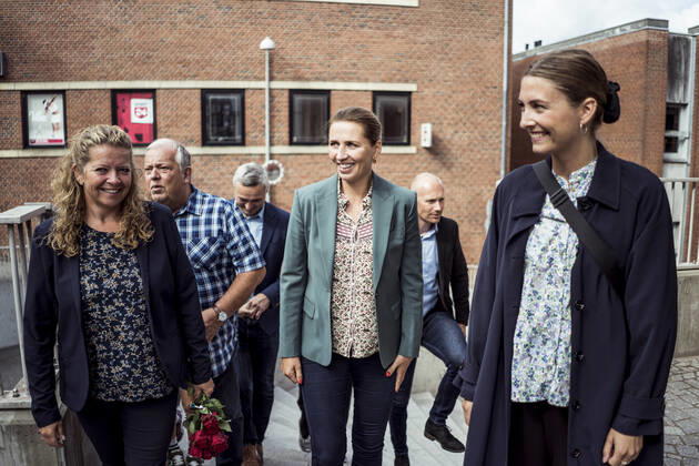 Prime Minister Mette Frederiksen S is visiting Torvet in Silkeborg on Saturday 14 August 2021, Silkeborg Denmark Copyright: MichaelDrost-Hansen,xmichaeldrosthansen@icloud.comxwww.michaeldrosthansen.com MichaelxDrost-Hansenx COP105 spdk20210814-115020-L