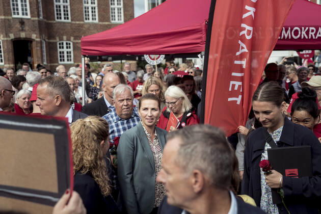 Prime Minister Mette Frederiksen S is visiting Torvet in Silkeborg on Saturday 14 August 2021, Silkeborg Denmark Copyright: MichaelDrost-Hansen,xmichaeldrosthansen@icloud.comxwww.michaeldrosthansen.com MichaelxDrost-Hansenx COP105 spdk20210814-115118-L