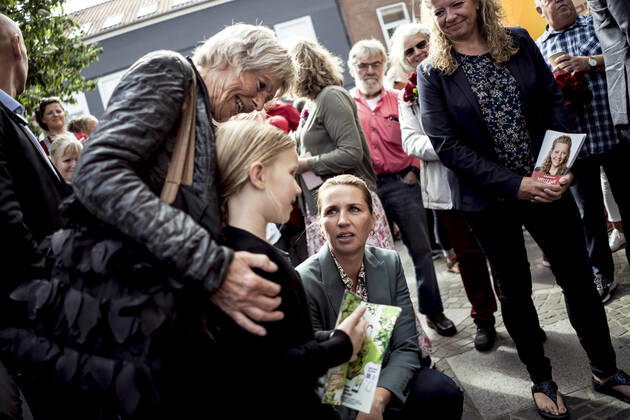 Prime Minister Mette Frederiksen S is visiting Torvet in Silkeborg on Saturday 14 August 2021, Silkeborg Denmark Copyright: MichaelDrost-Hansen,xmichaeldrosthansen@icloud.comxwww.michaeldrosthansen.com MichaelxDrost-Hansenx COP105 spdk20210814-120350-L