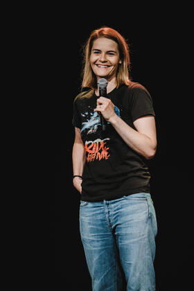 Hazel Brugger Bern, Switzerland. 14th, August 2021. The Swiss-German comedian Hazel Brugger performs a live stand-up comedy show at Bierh?beli in Bern. Bern Switzerland Copyright: xGonzalesxPhoto TilmanxJentzschx