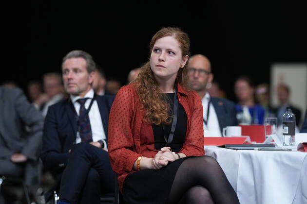 Prime Minister Mette Frederiksen S attends an intergovernmental conference on the Denmark of the future, which will take place in Fredericia on Tuesday 24 August 2021 The conference offers a number of speeches and workshops. Here the Christian Democrats chairman Isabella Arendt, Fredericia D Copyright: ClausxFisker ClausxFiskerx COP102 spdk20210824-140657-L