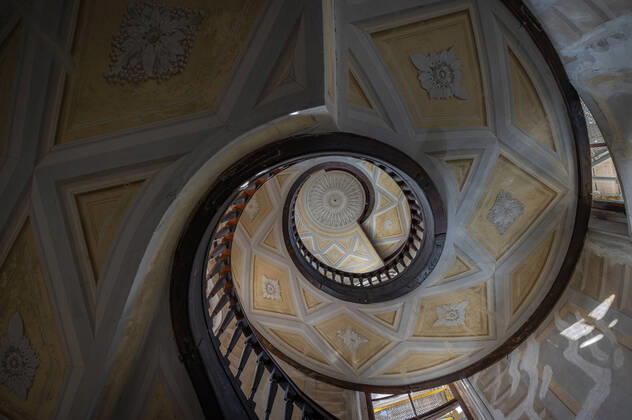 Art Culture Architecture Travel 03 09 2021 Berlin It starts Redevelopment of the palace on Berlins Peacock Island begins SPSG Stiftung Preussische Schlösser und Gärten World Heritage Site staircase with spiral staircase decoration berlin Berlin Germany