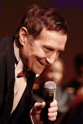 The Austrian entertainer Freddy Quinn born 27 September 1931 in Niederfladnitz Lower Austria as Franz Eugen Helmuth Manfred Nidl later Nidl Petz during a performance in the Kulturpalast in Dresden