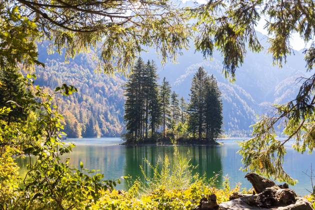 Lake Raibl in the Alps near Tarvisio in autumn, Italy