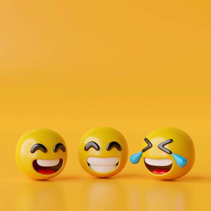 Happy emoji icons on yellow background, 3d illustration Copyright: xx 38774768