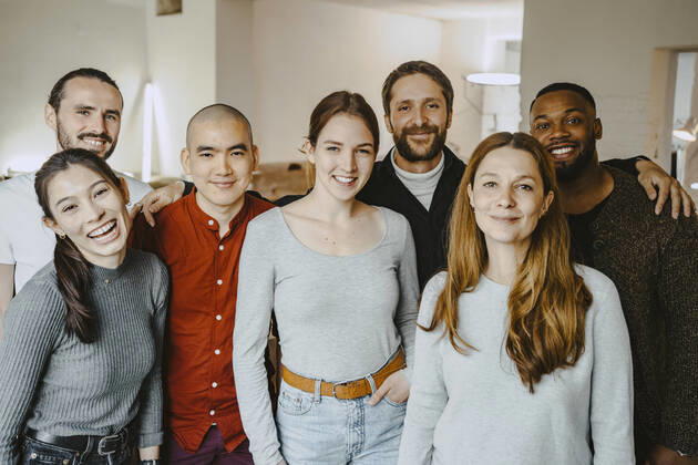 Portrait of happy multiracial male and female hackers in startup company Germany, Berlin, model released, property released Copyright: xMaskotx , MA90109