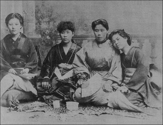 Karayuki-san ( Miss Gone-overseas ) were Japanese women who travelled to East Asia and Southeast Asia in the second half of the 19th century to work as prostitutes. Many of these women are said to have originated from the Amakusa Islands of Kumamoto Prefecture, which had a large and long-stigmatized Japanese Christian community. Many of the women who went overseas to work as karayuki-san were the daughters of poor agricultural or fishing families.<br ><br > The end of the Meiji period was the golden age for karayuki-san, and the girls that would go on these overseas voyages were known fondly as the joshigun or army of girls . As Japan developed, the presence of karayuki-san overseas was considered shameful. During the 1910s and 1920s, Jap Supplier:xCPAxMediaxCo.xLtd. 1060_05_CPA0007822